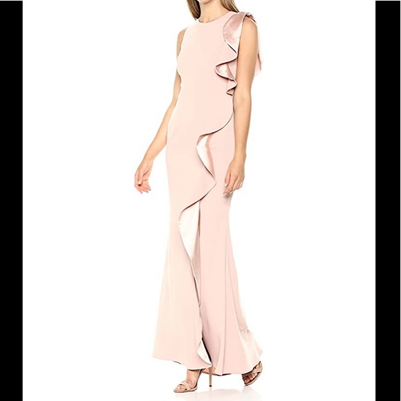 Carmen Marc Valvo Infusion Ruffle Gown SZ 6 - Picture 2 of 7